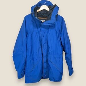 Vintage Marmot Waterproof Hooded Jacket Men Medium Blue Shell State of Sport